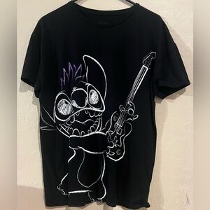 DISNEY Lilo & Stitch Rock n’ Roll Guitar Outline Boyfriend Tee- Size S